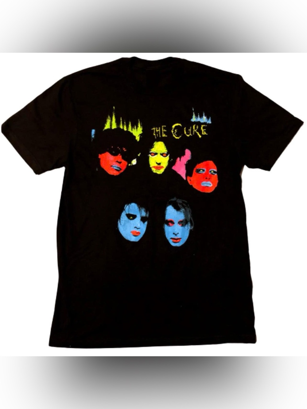 Gildan Black The Cure Neon Faces Graphic Tee